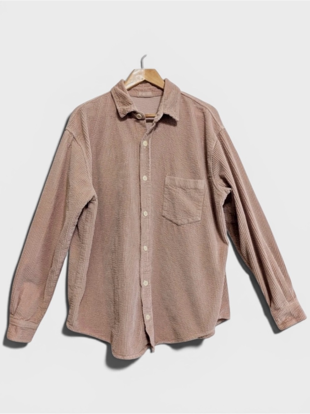 831 Rare CP Shades Pink Wide Wale Corduroy Button-Up Shirt with Pockets